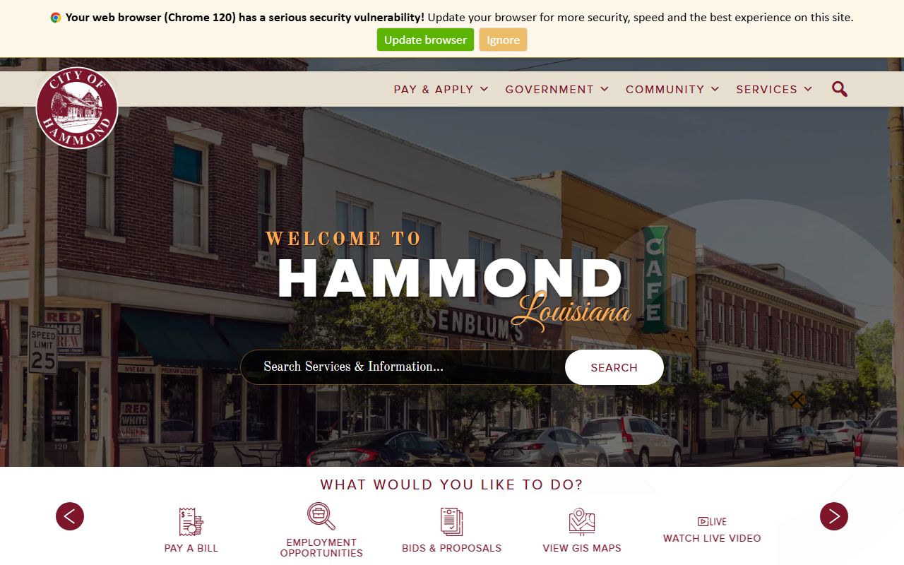 City of Hammond website for bench warrant records