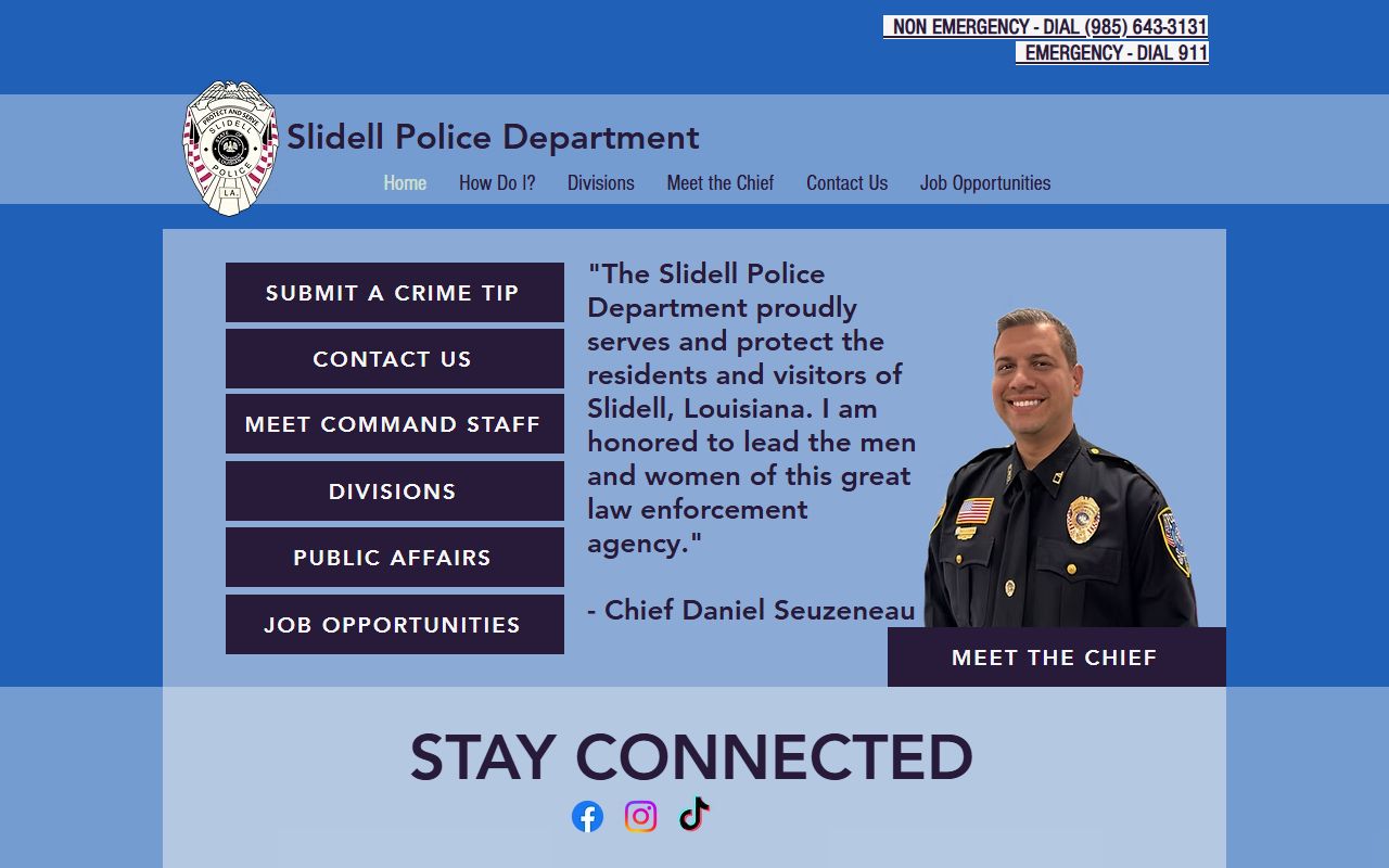 Slidell Police Department website for bench warrant information