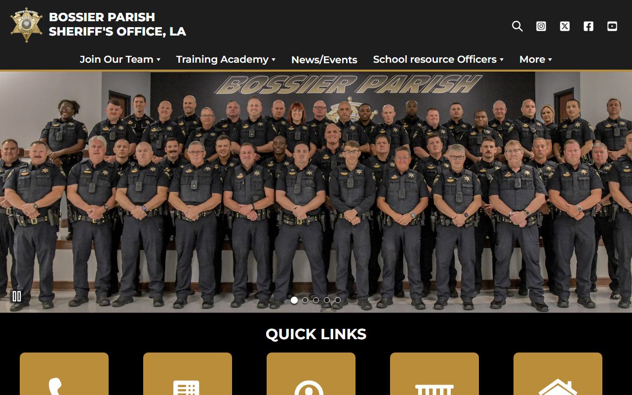 Bossier Parish sheriff office website for bench warrant searches