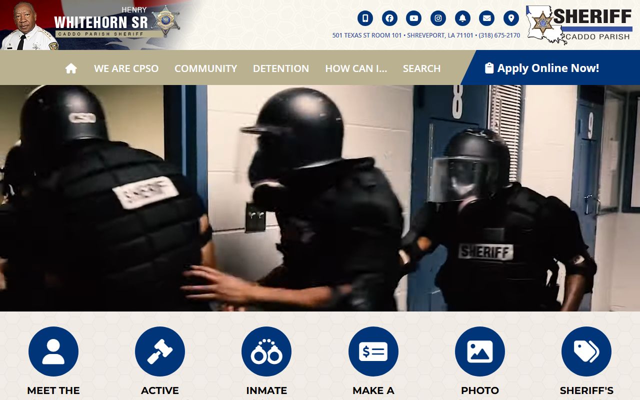 Caddo Parish Sheriff's Office website for bench warrant searches