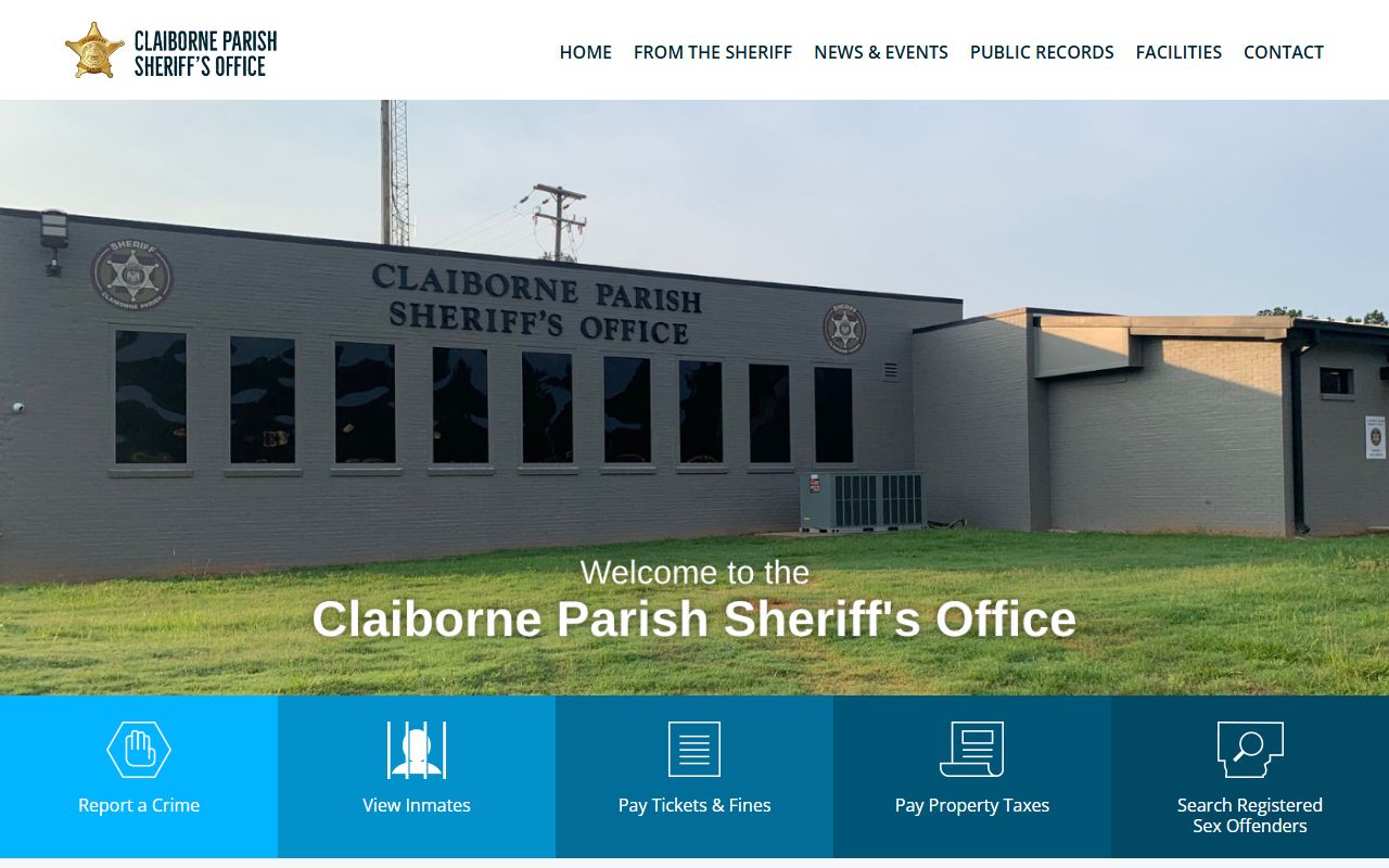 Claiborne Parish Sheriff's Office website for bench warrant searches