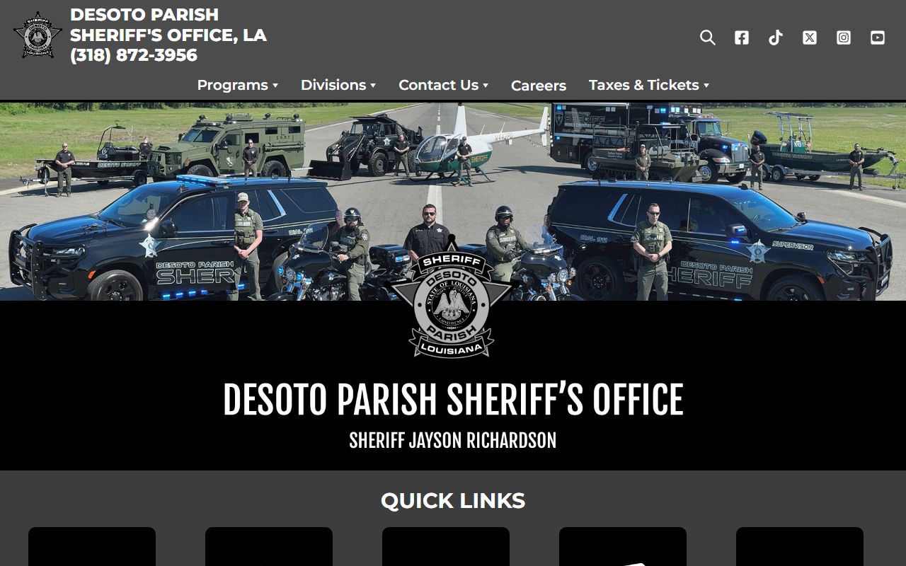 DeSoto Parish Sheriff's Office website for bench warrant information