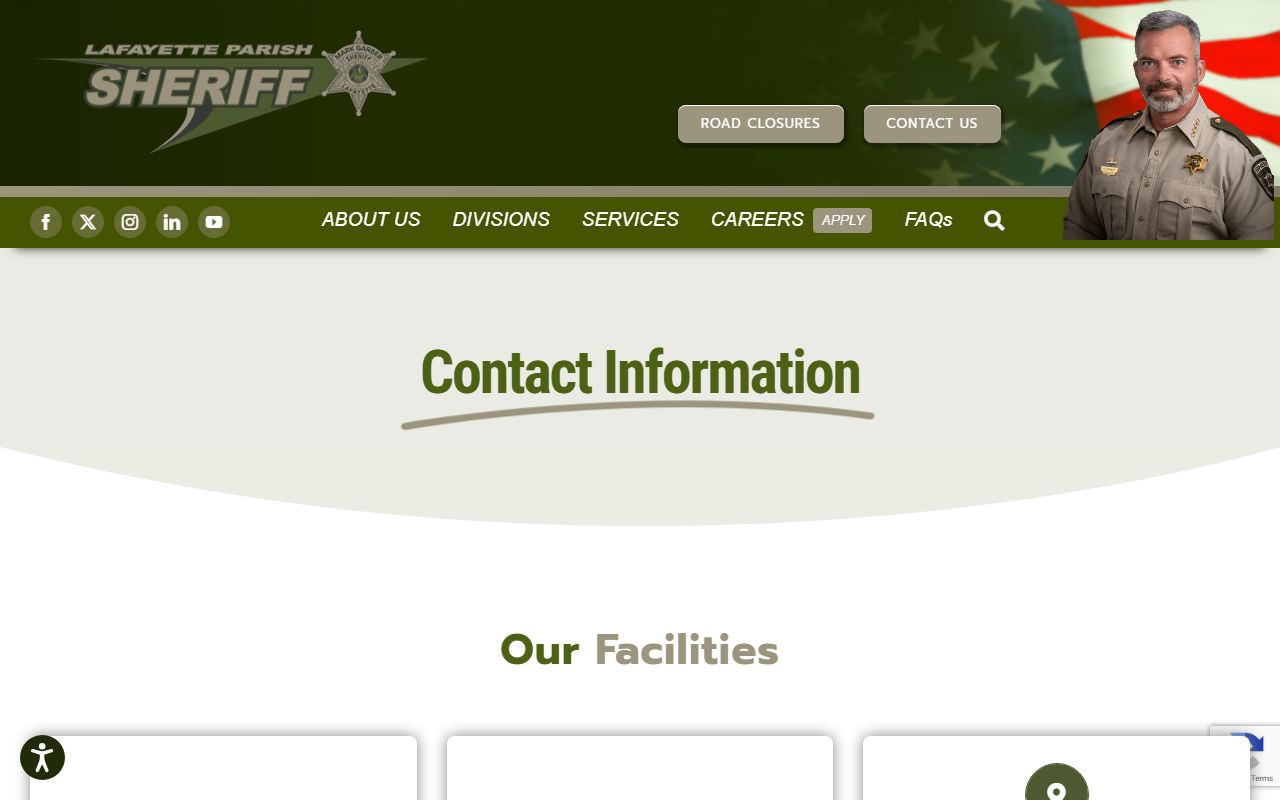 Lafayette Parish Sheriff's Office contact page for bench warrant inquiries