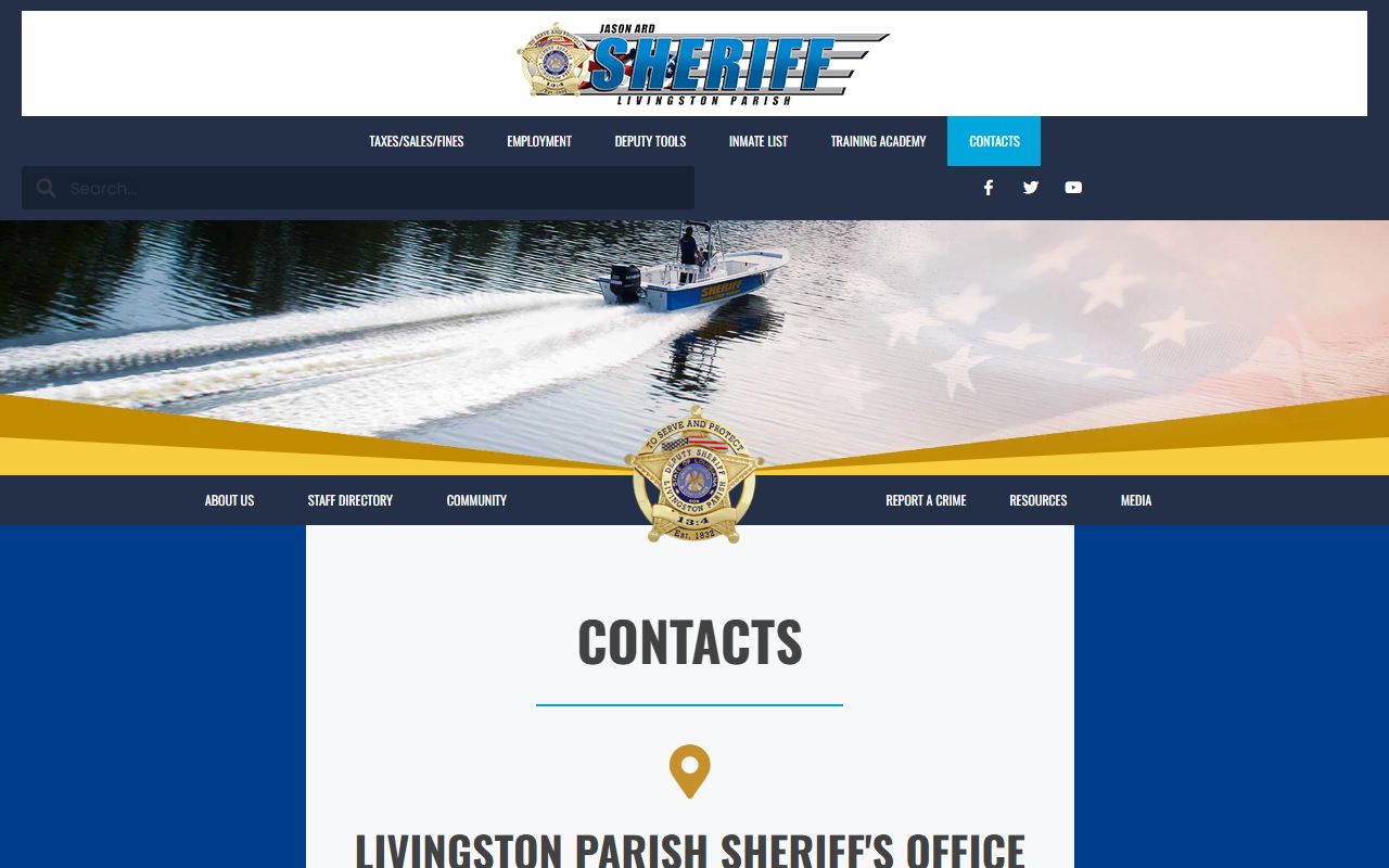 Livingston Parish Sheriff's Office contacts page for bench warrant inquiry details