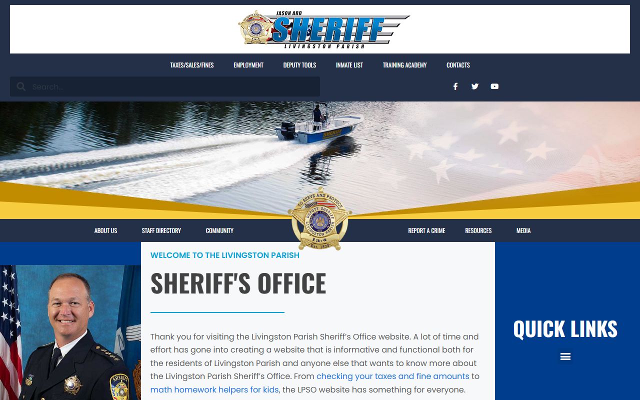 Livingston Parish Sheriff's Office website for bench warrant searches