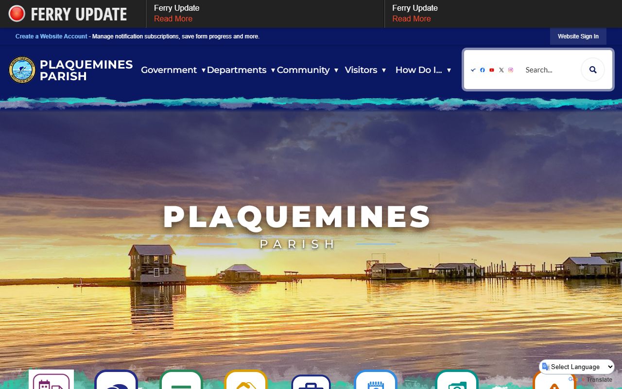 Plaquemines Parish government website with links to bench warrant resources