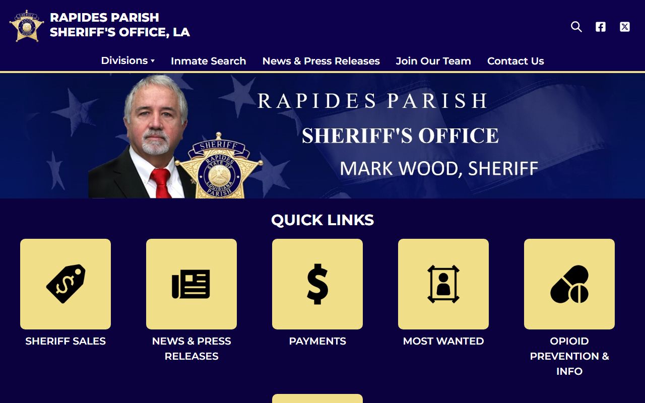Rapides Parish Sheriff's Office website for bench warrant enforcement