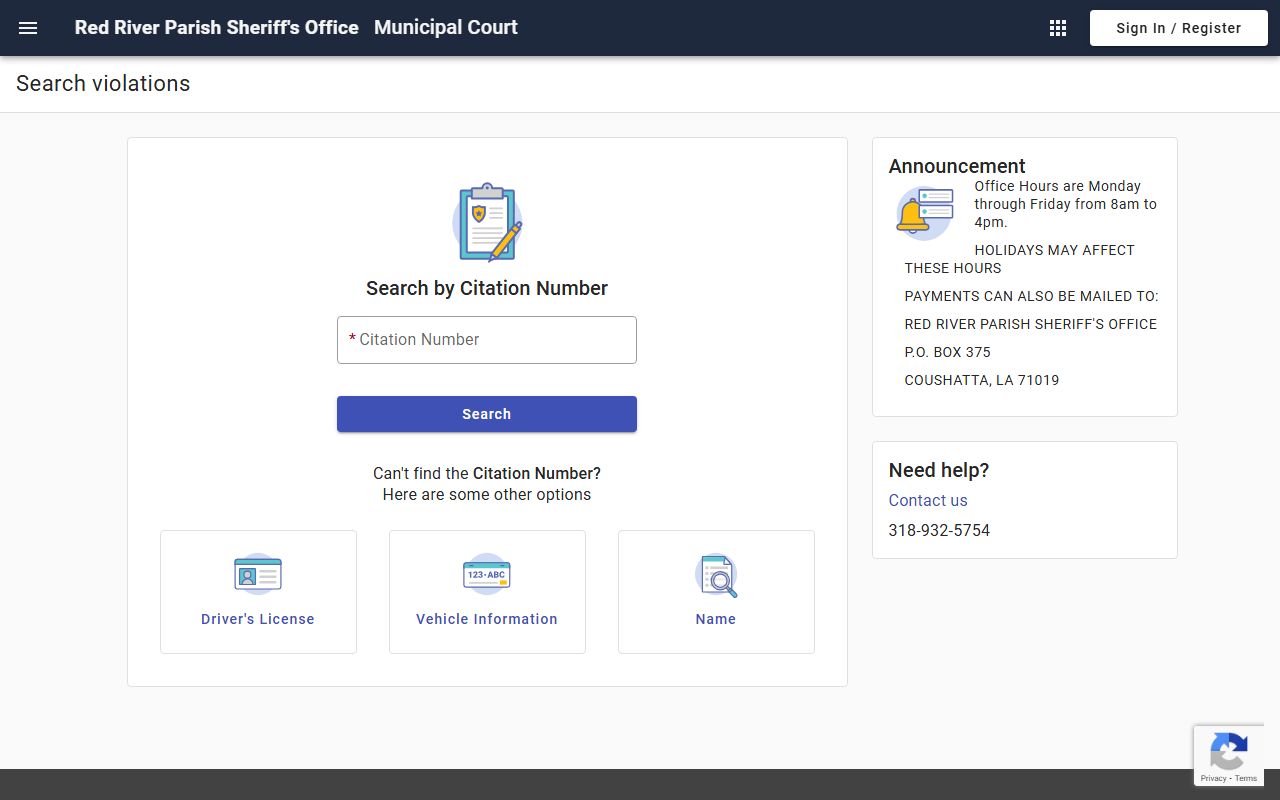Red River Parish online court search for bench warrant cases