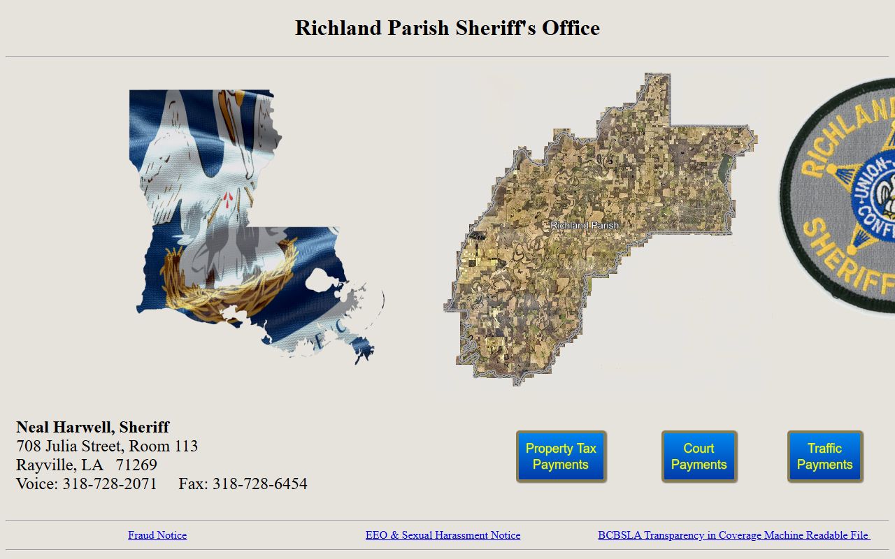 Richland Parish Sheriff's Office website for bench warrant information