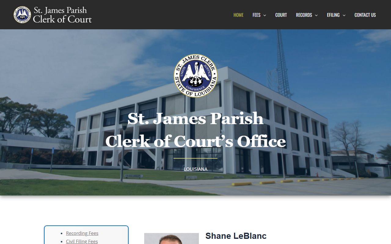 St. James Parish Clerk of Court for bench warrant court records
