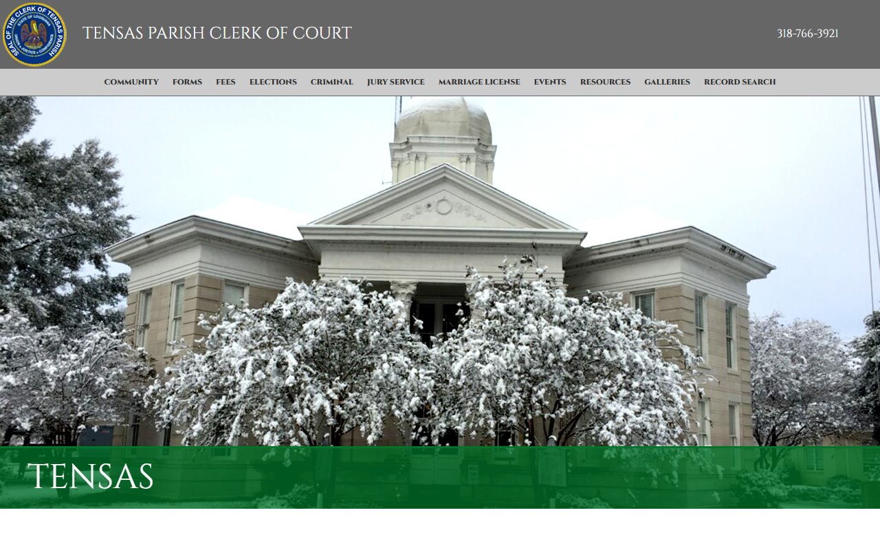Tensas Parish Clerk of Court website for bench warrant records