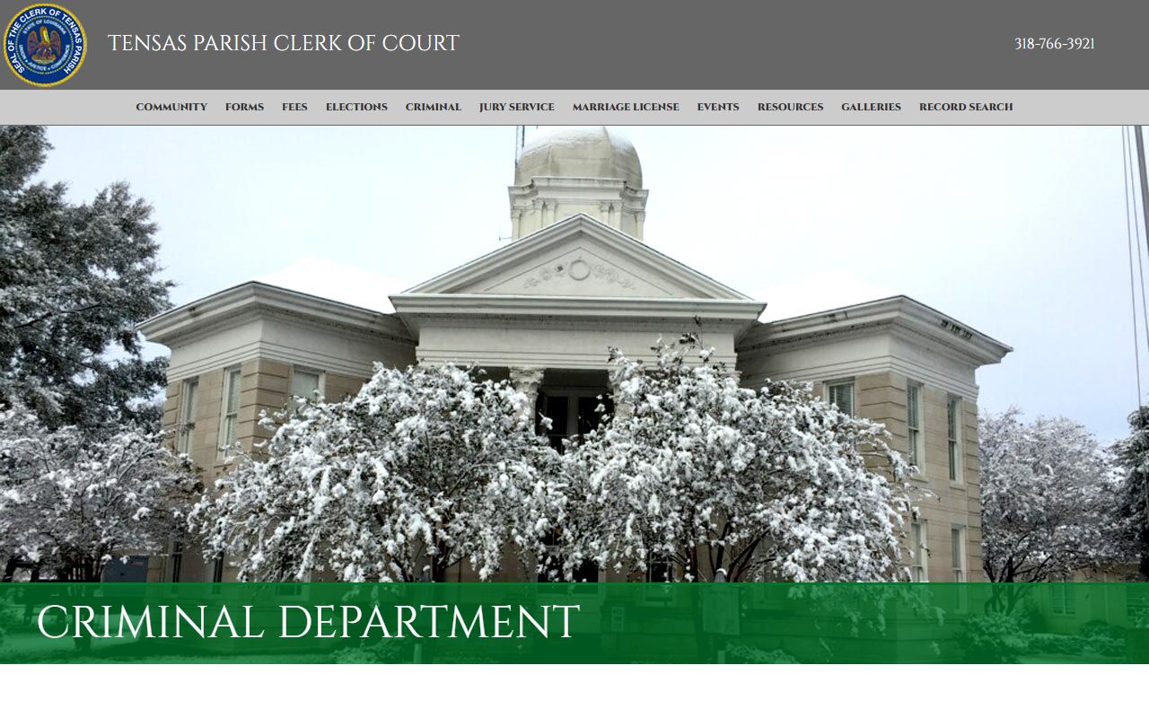 Tensas Parish criminal department for bench warrant case records